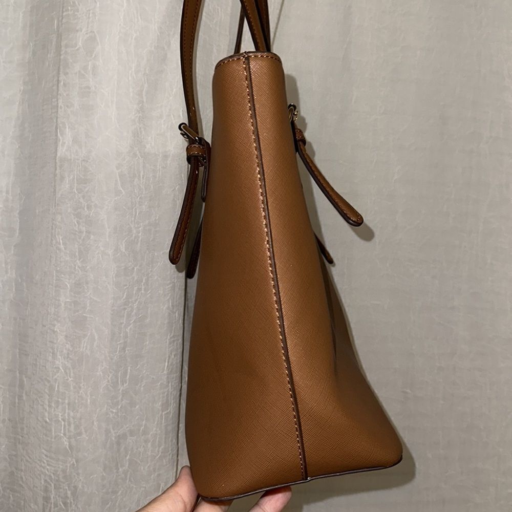 AK Camel Brown Faux Leather Tote Purse Bag - Picture 4 of 11